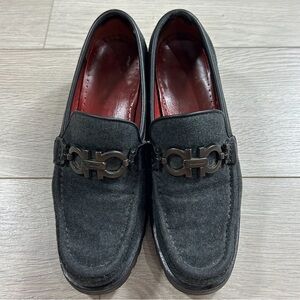 Salvatore Ferragamo Sport Horsebit logo Gray Fabric Loafers Preppy